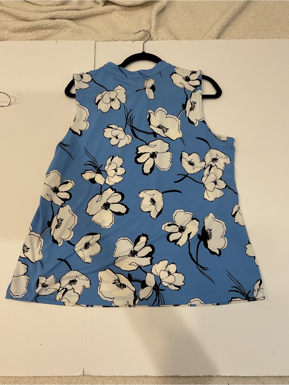 Liz Claiborne Blue Floral Tie Neck Sleeveless Blouse | XL | NWOT - Picture 6 of 10